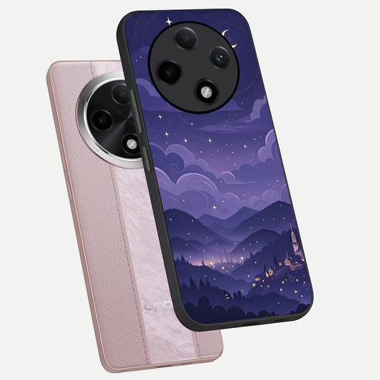 Minimal Night View phone case For Oppo F27 Pro Plus showing premium glass back cover with detailed artwork