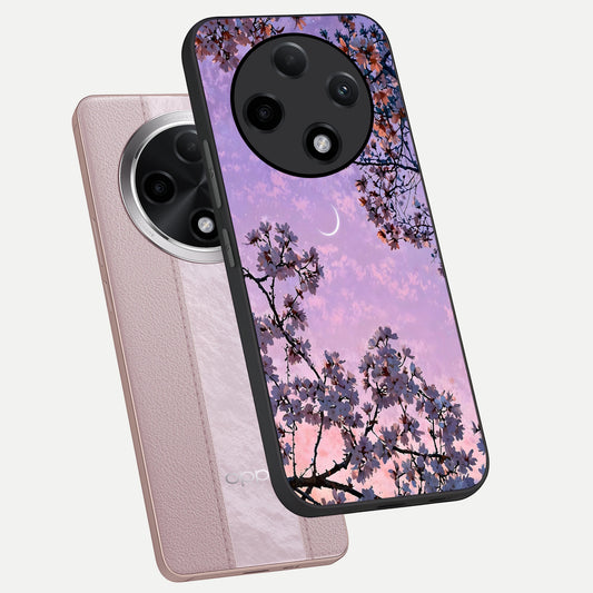 Purple Serenity Moon phone case For Oppo F27 Pro Plus showing premium glass back cover with detailed artwork