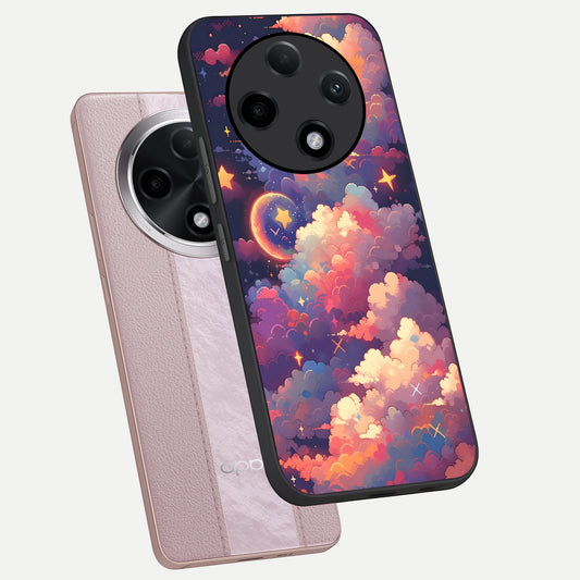 Starlit Dream Clouds phone case For Oppo F27 Pro Plus showing premium glass back cover with detailed artwork