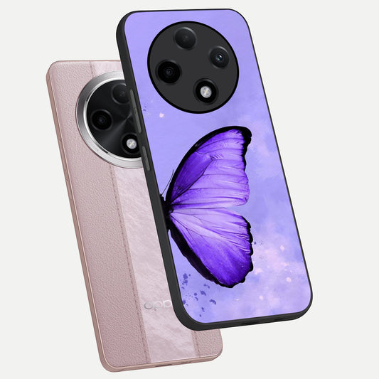 Violet Dream Wing phone case For Oppo F27 Pro Plus showing premium glass back cover with detailed artwork