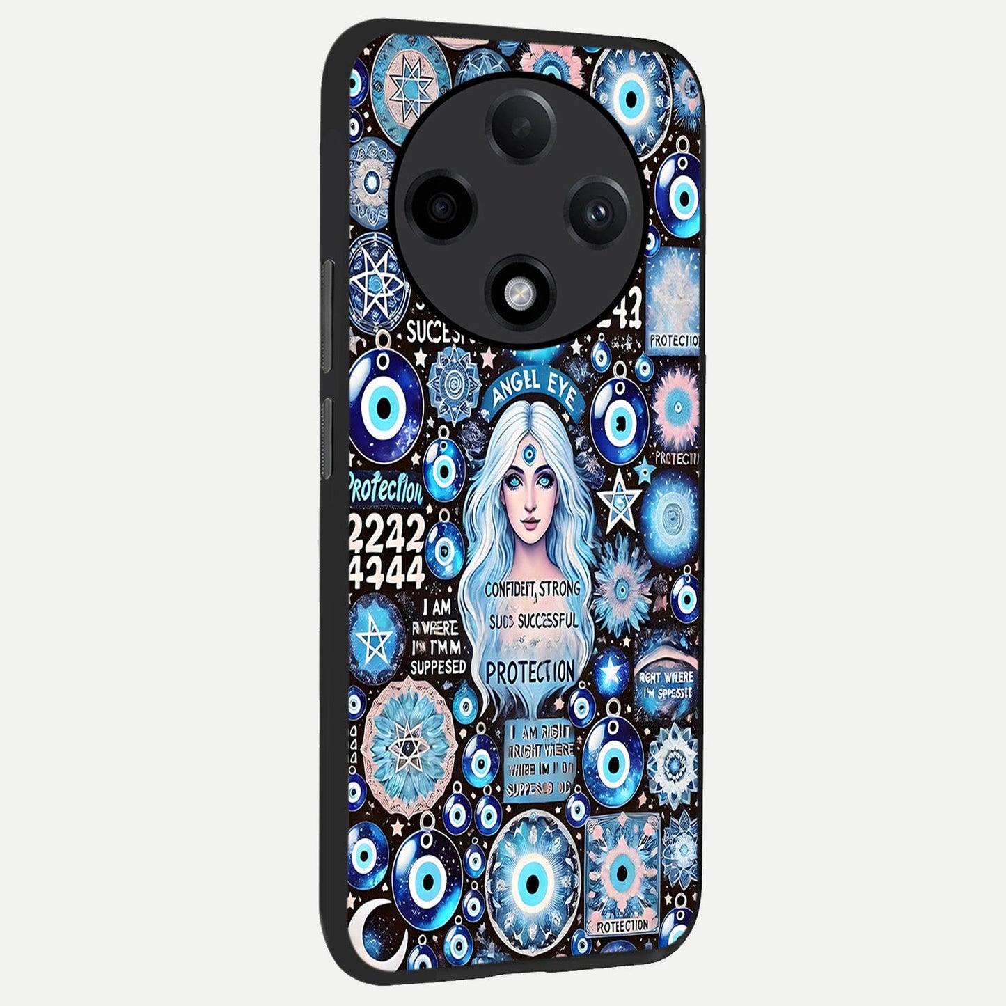 Angel Aura Shield back cover For Oppo F27 Pro Plus slim fit glass case with vibrant aesthetic design
