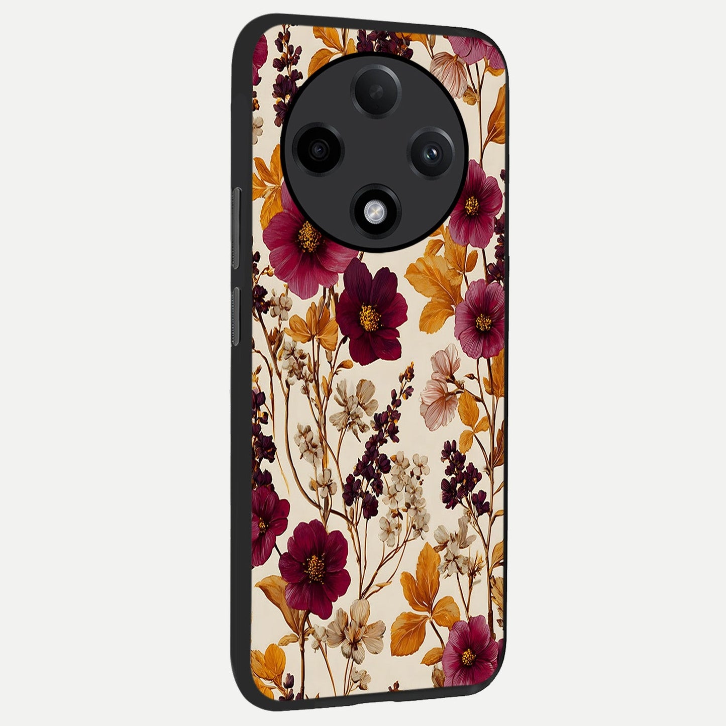 Autumn Wine Bloom back cover For Oppo F27 Pro Plus slim fit glass case with vibrant aesthetic design