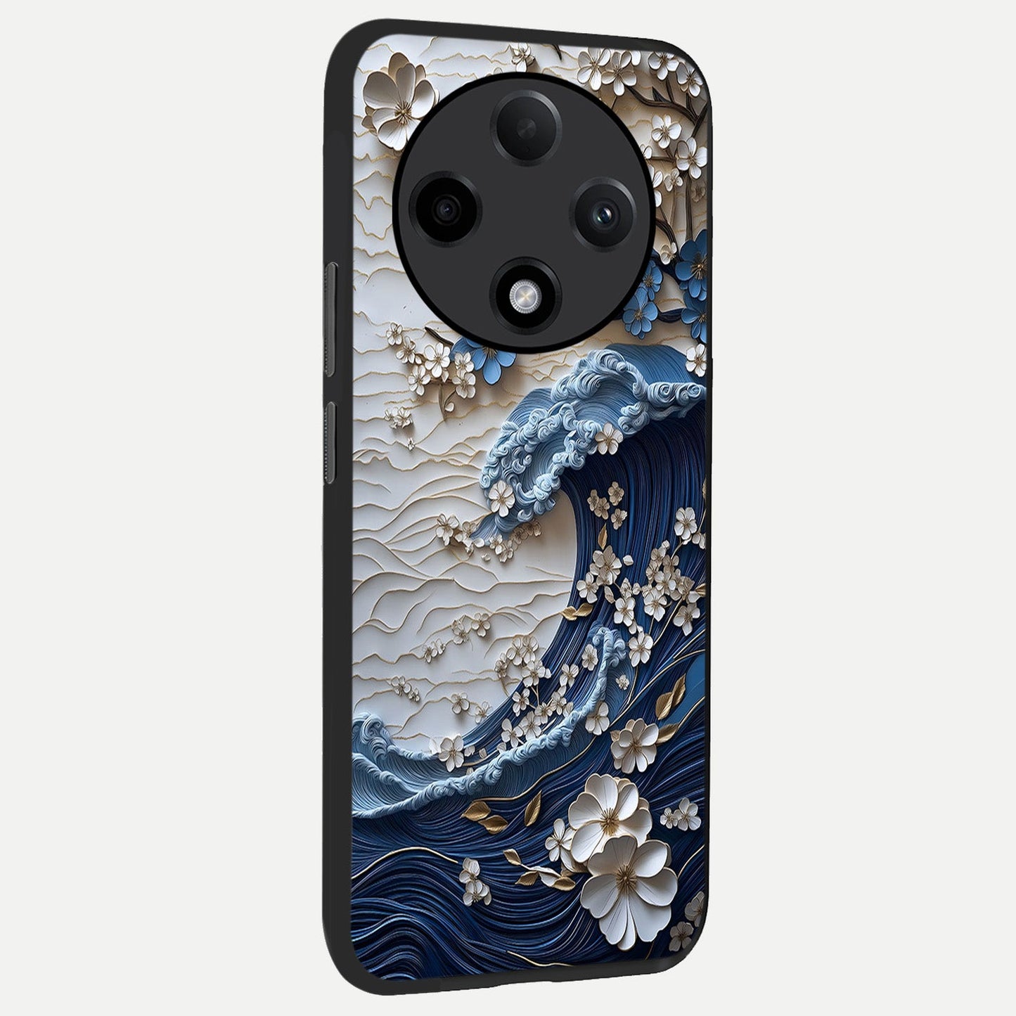 Blossom Wave Art back cover For Oppo F27 Pro Plus slim fit glass case with vibrant aesthetic design