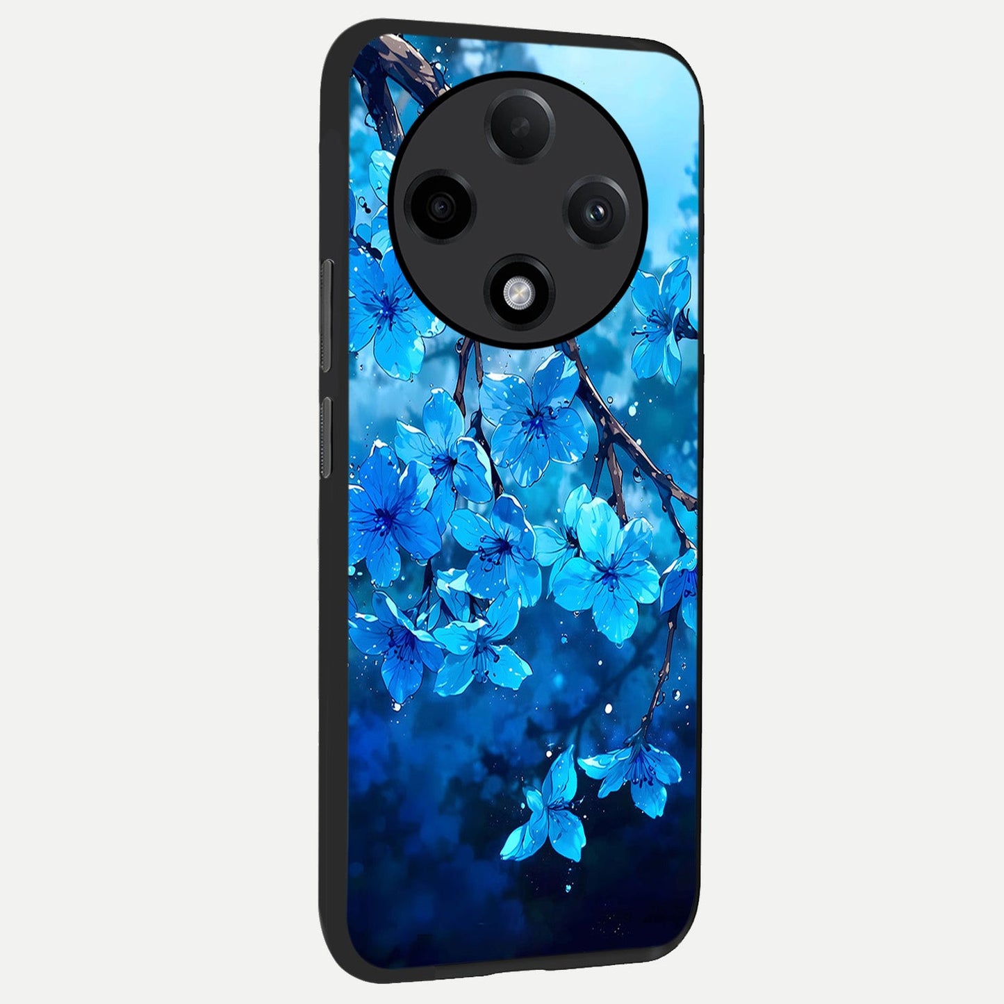 Blue Blossoms Branch back cover For Oppo F27 Pro Plus slim fit glass case with vibrant aesthetic design
