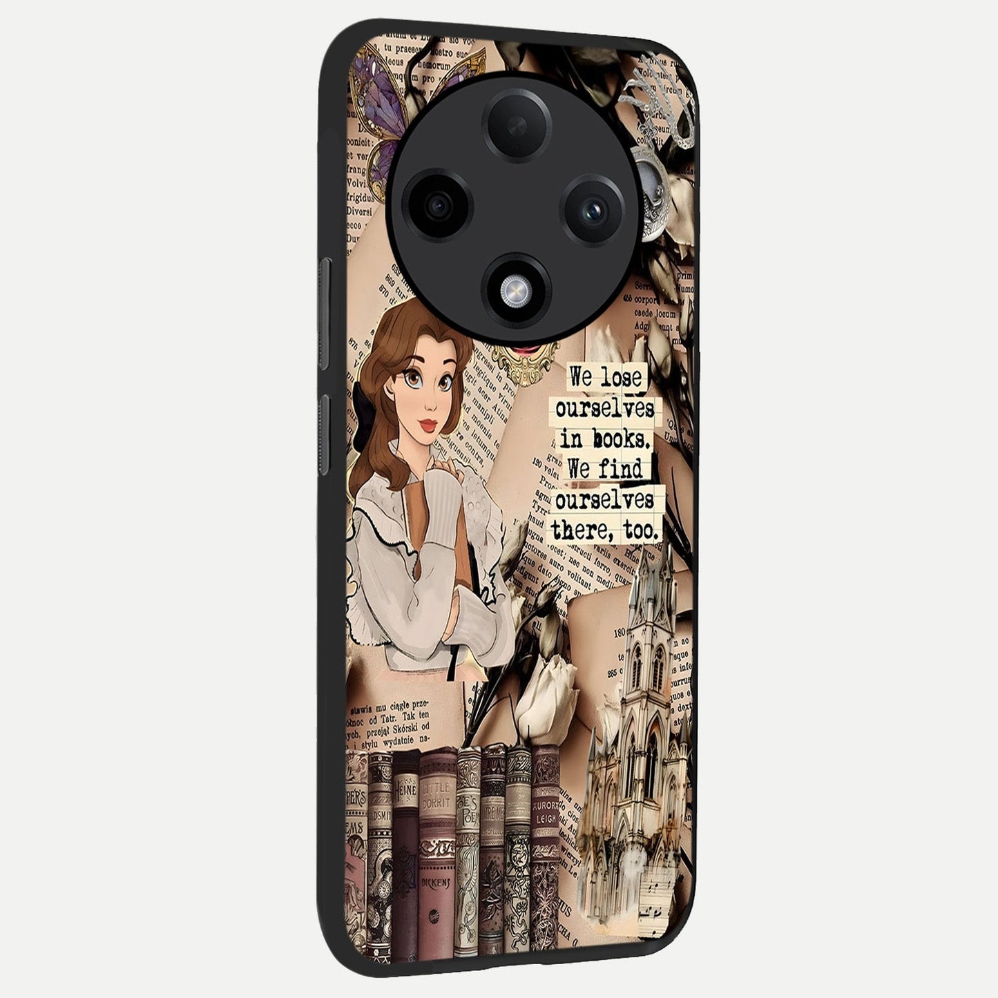 Bookish Dream World back cover For Oppo F27 Pro Plus slim fit glass case with vibrant aesthetic design