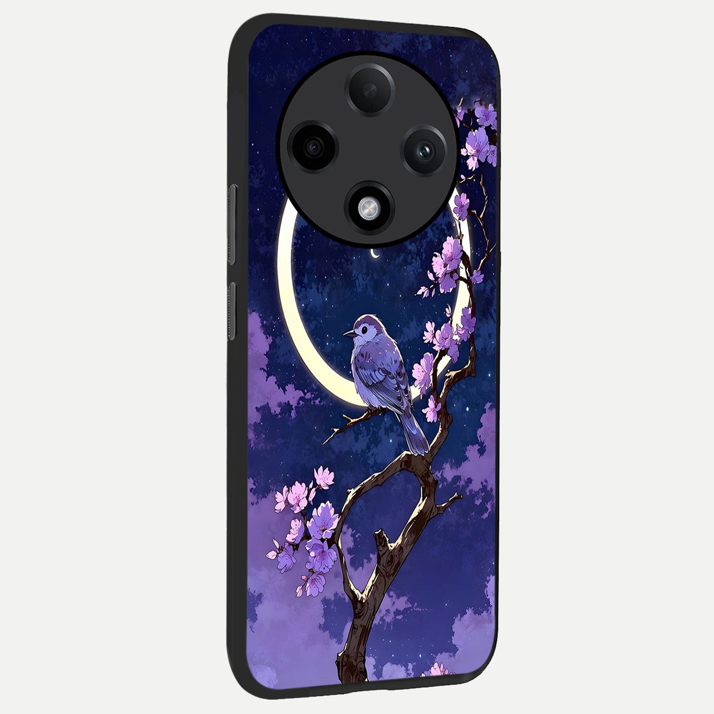 Celestial Bird Blossom back cover For Oppo F27 Pro Plus slim fit glass case with vibrant aesthetic design