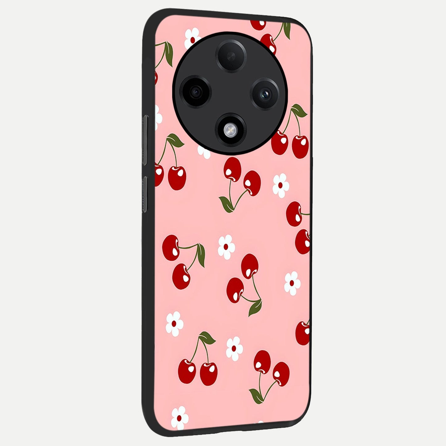 Cherry Love Mood back cover For Oppo F27 Pro Plus slim fit glass case with vibrant aesthetic design