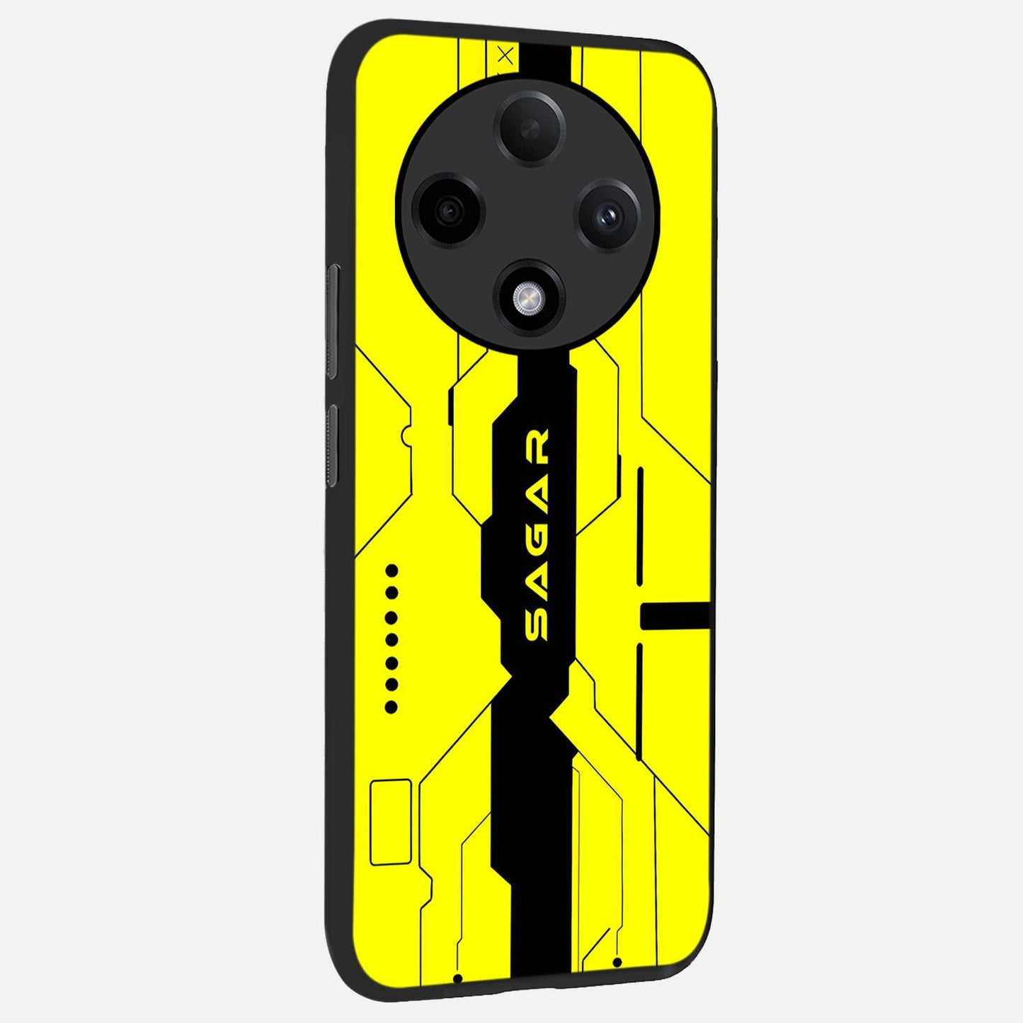 Circuit CYBERPUNK Custom Name back cover For Oppo F27 Pro Plus slim fit glass case with vibrant aesthetic design