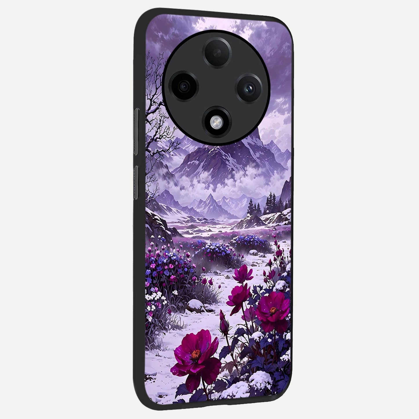 Flower Mountain View back cover For Oppo F27 Pro Plus slim fit glass case with vibrant aesthetic design