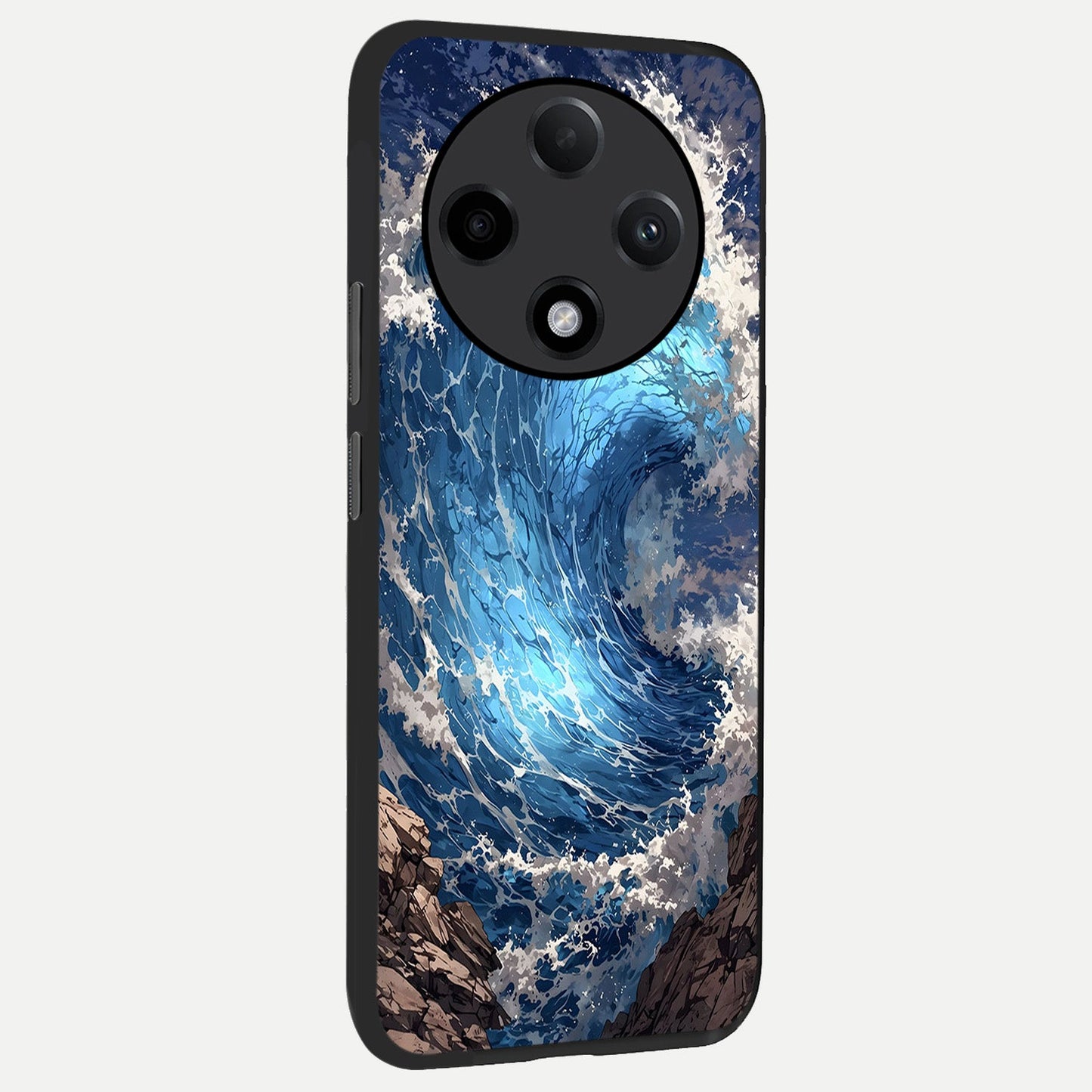 Giant Ocean Wave back cover For Oppo F27 Pro Plus slim fit glass case with vibrant aesthetic design