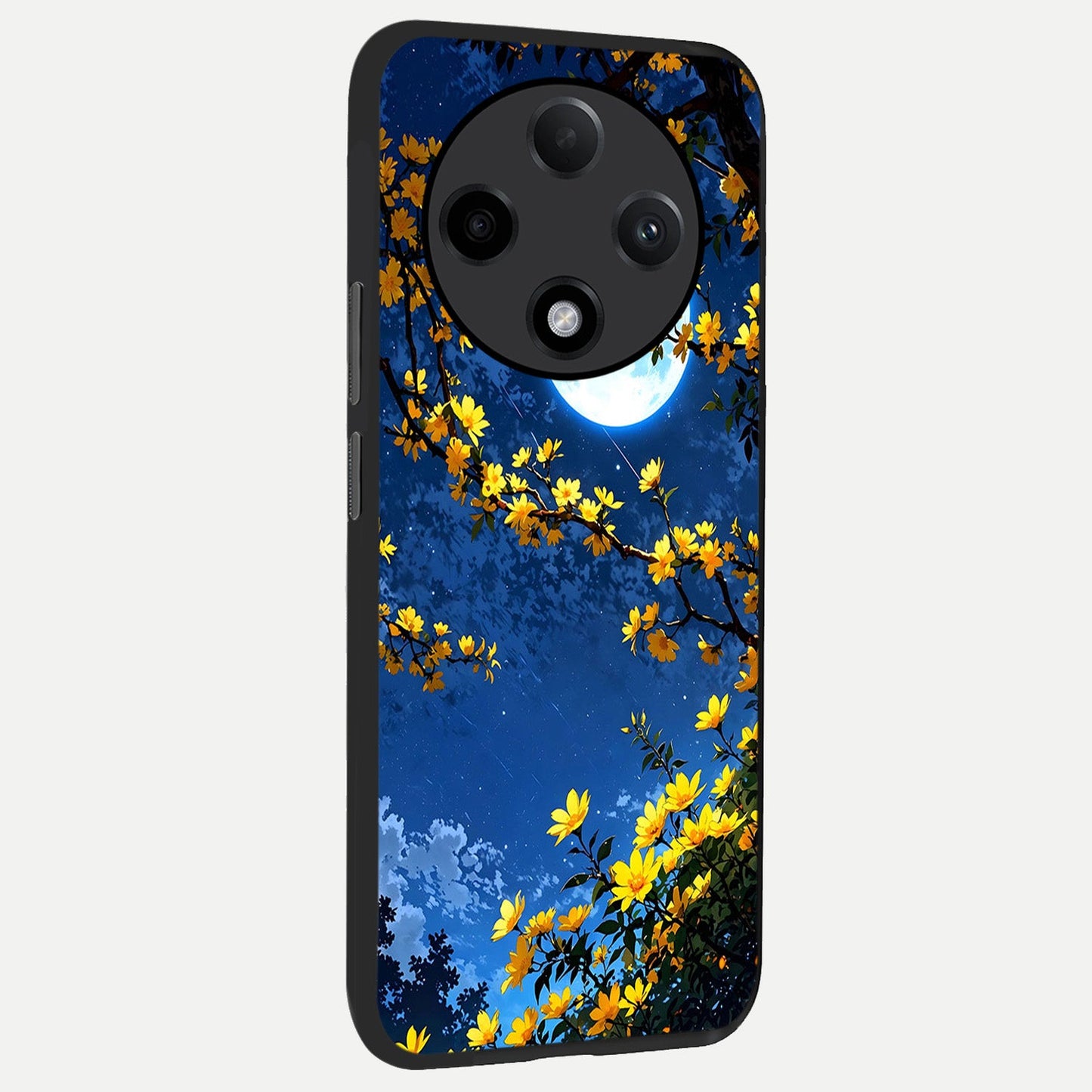 Golden Night Glow back cover For Oppo F27 Pro Plus slim fit glass case with vibrant aesthetic design