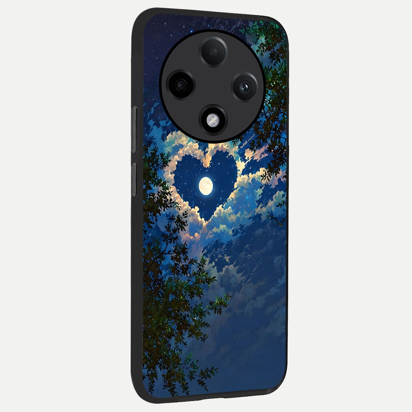 Heart With Moon Sky back cover For Oppo F27 Pro Plus slim fit glass case with vibrant aesthetic design