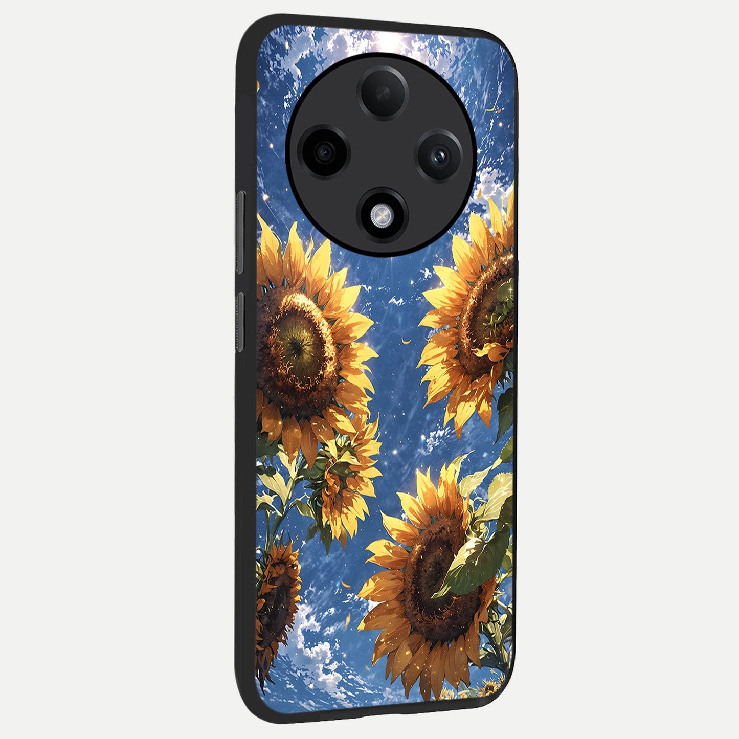 Heavenly Sunflower Rise back cover For Oppo F27 Pro Plus slim fit glass case with vibrant aesthetic design