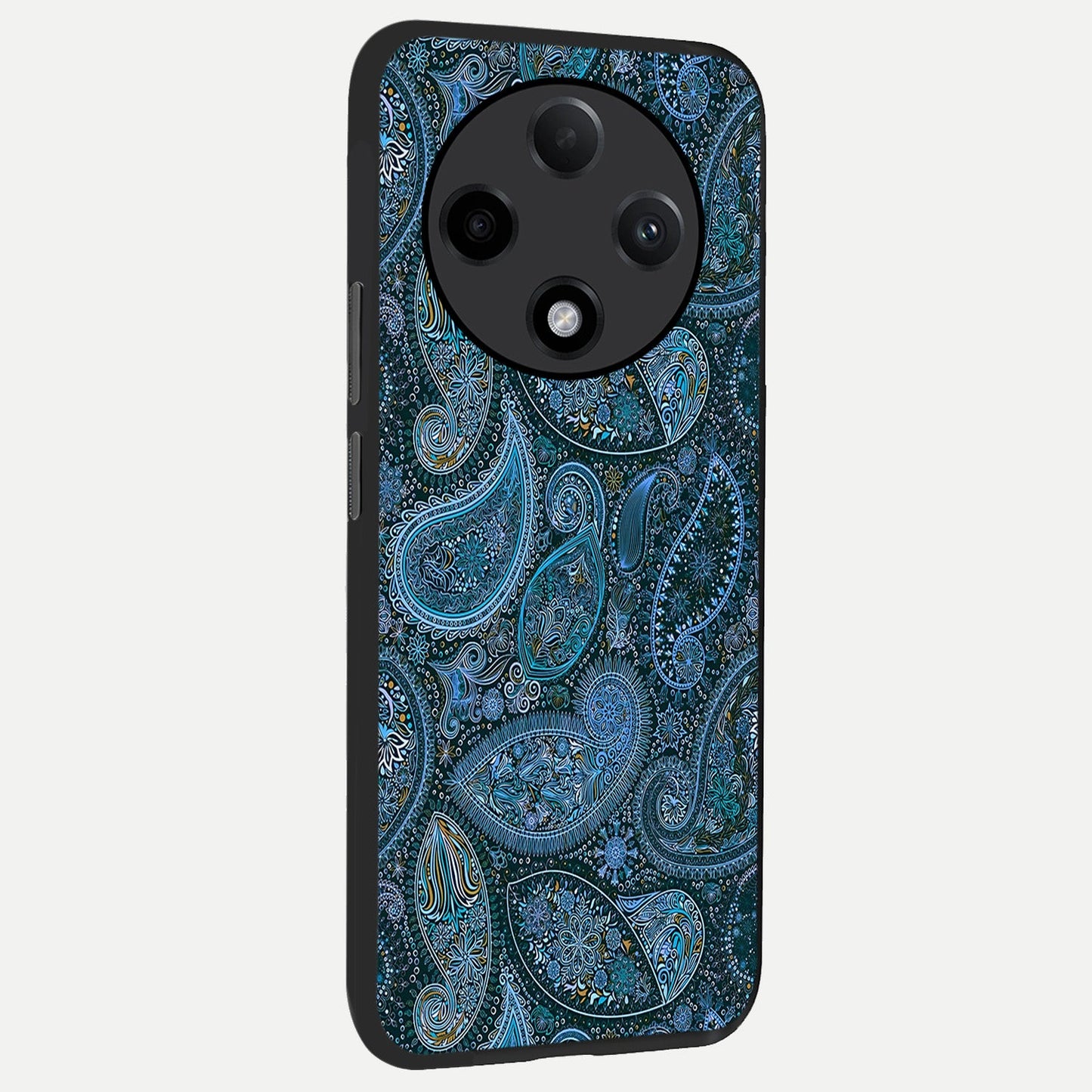 Midnight Paisley Glow back cover For Oppo F27 Pro Plus slim fit glass case with vibrant aesthetic design