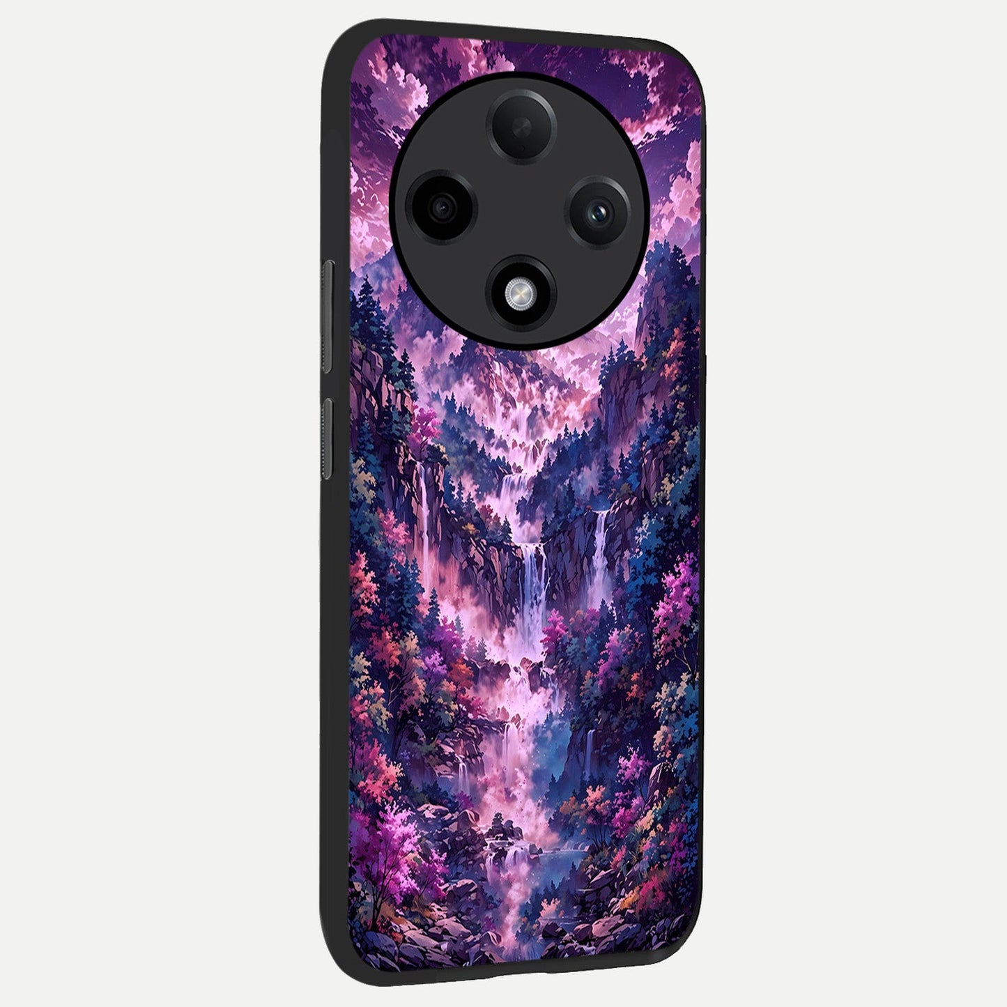 Mystic Cascade Peaks back cover For Oppo F27 Pro Plus slim fit glass case with vibrant aesthetic design