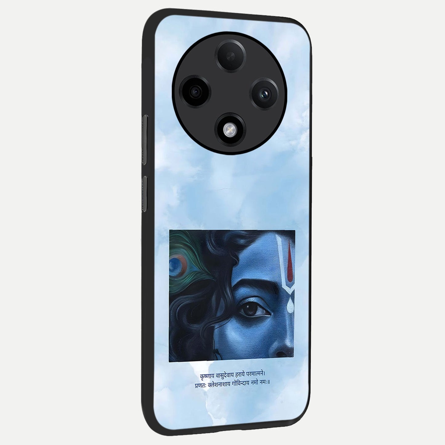 Spiritual Krishna back cover For Oppo F27 Pro Plus slim fit glass case with vibrant aesthetic design