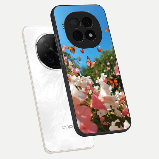 Butterflies In Bloom Sky phone case For Oppo F29 Pro 5G showing premium glass back cover with detailed artwork