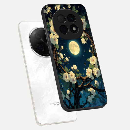Celestial Moon And Flower phone case For Oppo F29 Pro 5G showing premium glass back cover with detailed artwork