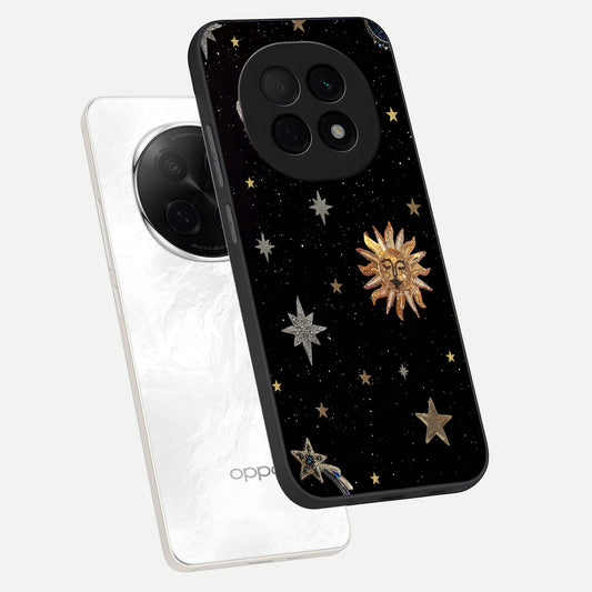 Celestial Moon With Stars phone case For Oppo F29 Pro 5G showing premium glass back cover with detailed artwork