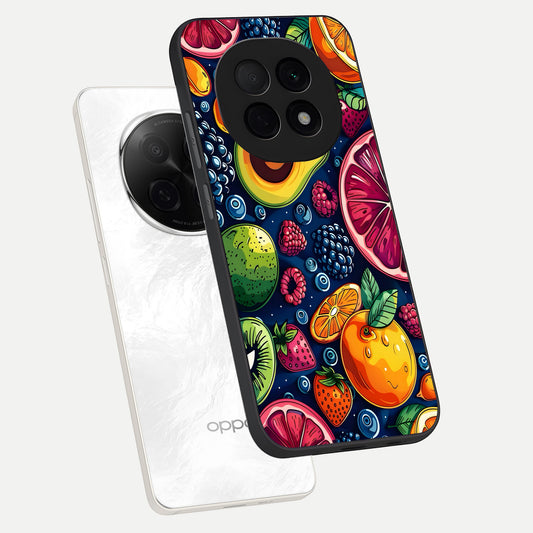 Cute Fruits Art phone case For Oppo F29 Pro 5G showing premium glass back cover with detailed artwork