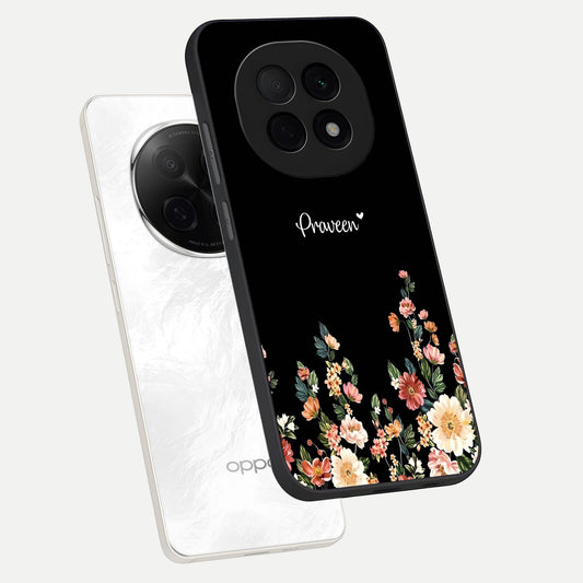 Floral Design Personalized Custom Name phone case For Oppo F29 Pro 5G showing premium glass back cover with detailed artwork