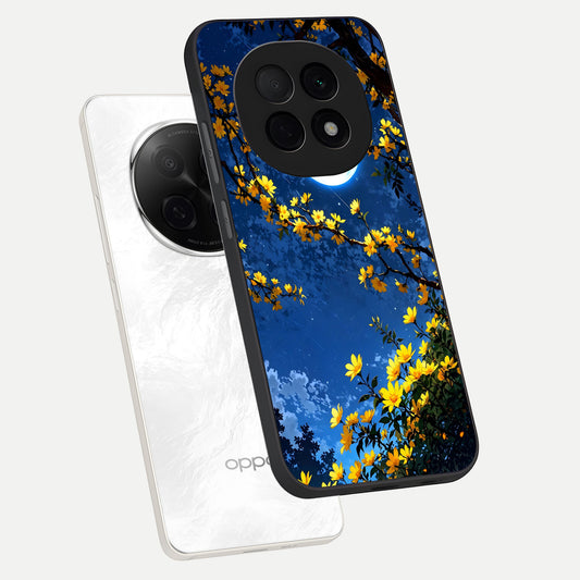 Golden Night Glow phone case For Oppo F29 Pro 5G showing premium glass back cover with detailed artwork
