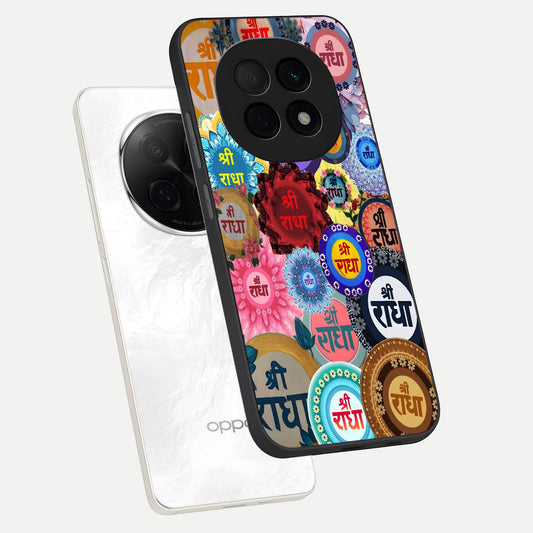 Radha Divine Bloom phone case For Oppo F29 Pro 5G showing premium glass back cover with detailed artwork