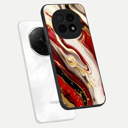 Red And White Marble phone case For Oppo F29 Pro 5G showing premium glass back cover with detailed artwork