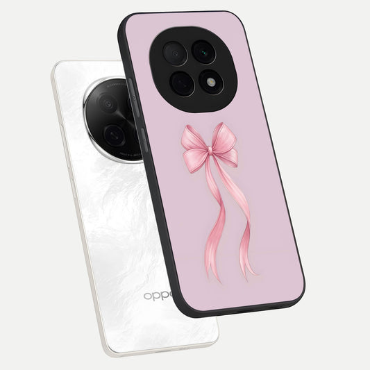 Soft Blush Bow phone case For Oppo F29 Pro 5G showing premium glass back cover with detailed artwork
