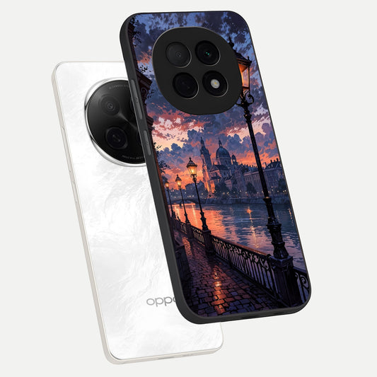 Twilight River Lights phone case For Oppo F29 Pro 5G showing premium glass back cover with detailed artwork