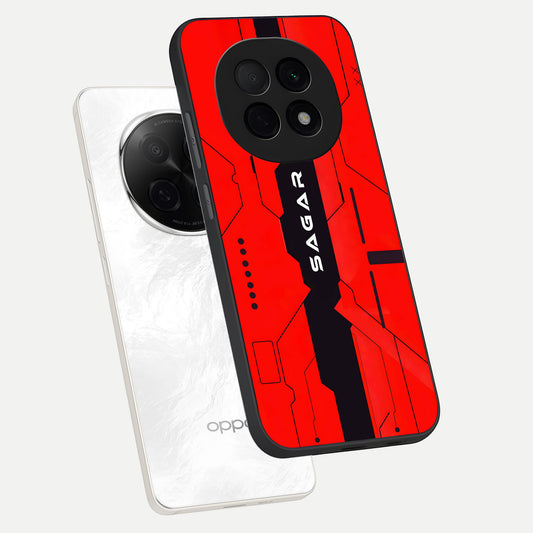 Voltage Rise CYBERPUNK Custom Name phone case For Oppo F29 Pro 5G showing premium custom name glass back cover