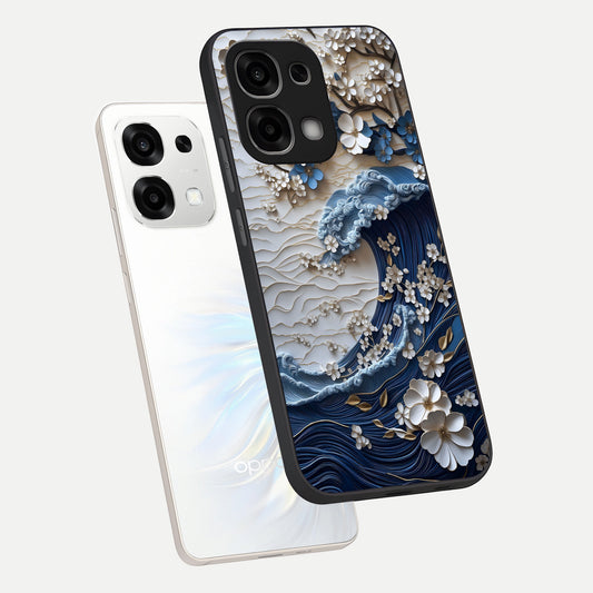 Blossom Wave Art phone case For Oppo F33 5G showing premium glass back cover with detailed artwork