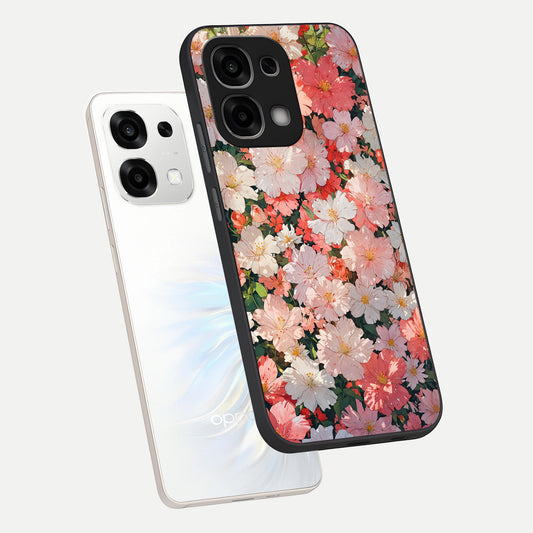 Blush Bloom Field phone case For Oppo F33 5G showing premium glass back cover with detailed artwork