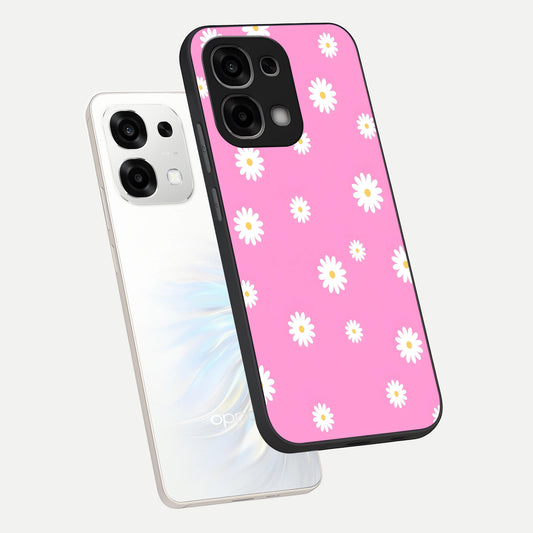 Bubblegum Daisy Pop phone case For Oppo F33 5G showing premium glass back cover with detailed artwork