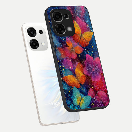 Butterfly Dream Mist phone case For Oppo F33 5G showing premium glass back cover with detailed artwork