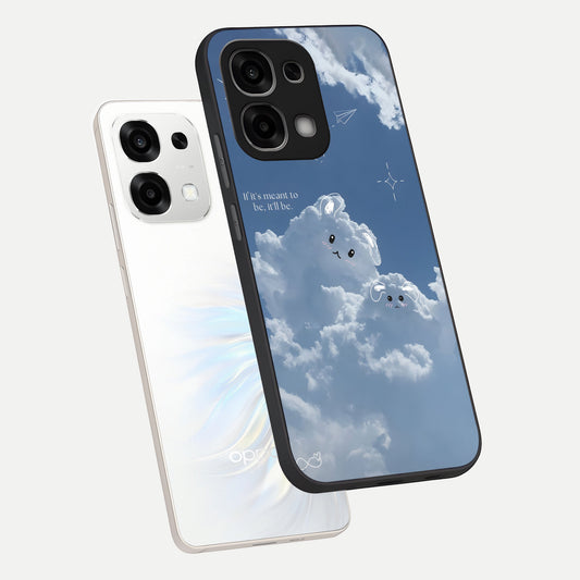 Cloud Bunny Dreams phone case For Oppo F33 5G showing premium glass back cover with detailed artwork