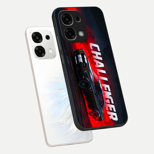 Crimson Challenger Fury phone case For Oppo F33 5G showing premium glass back cover with detailed artwork
