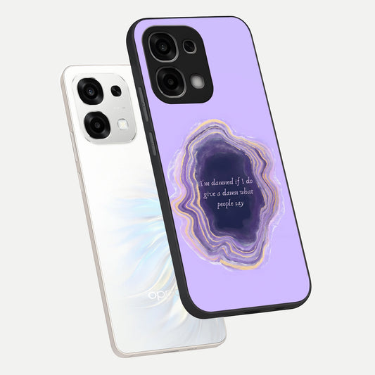 Damned People Quote phone case For Oppo F33 5G showing premium glass back cover with detailed artwork