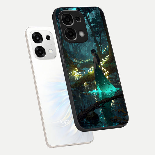Enchanted Forest Glow phone case For Oppo F33 5G showing premium glass back cover with detailed artwork
