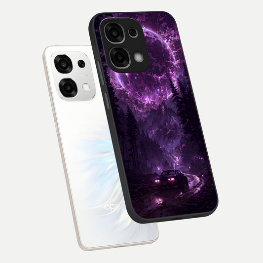 Eternal Cosmic Drive phone case For Oppo F33 5G showing premium glass back cover with detailed artwork
