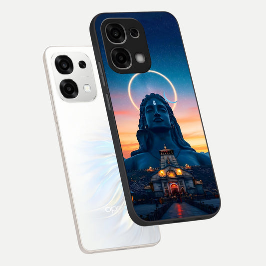 Eternal Shiva Aura phone case For Oppo F33 5G showing premium glass back cover with detailed artwork