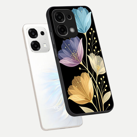 Flower Bloom Glow phone case For Oppo F33 5G showing premium glass back cover with detailed artwork
