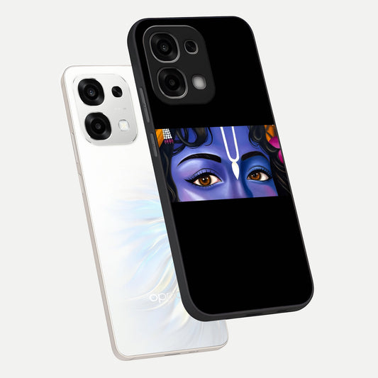 Krishna Eye phone case For Oppo F33 5G showing premium glass back cover with detailed artwork