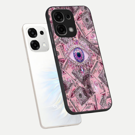 Money Eye Luxe phone case For Oppo F33 5G showing premium glass back cover with detailed artwork