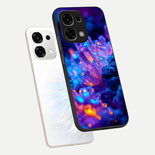 Neon Aura Shards phone case For Oppo F33 5G showing premium glass back cover with detailed artwork