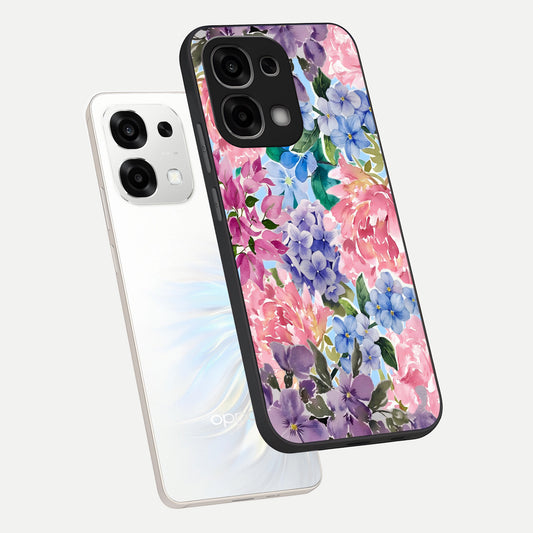 Pastel Floral Mix phone case For Oppo F33 5G showing premium glass back cover with detailed artwork