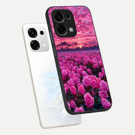 Rose Sunset Valley phone case For Oppo F33 5G showing premium glass back cover with detailed artwork