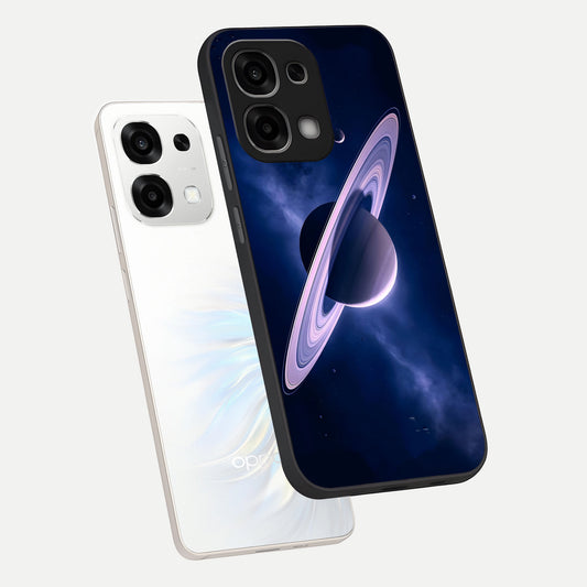 Saturn Ring Mystique phone case For Oppo F33 5G showing premium glass back cover with detailed artwork