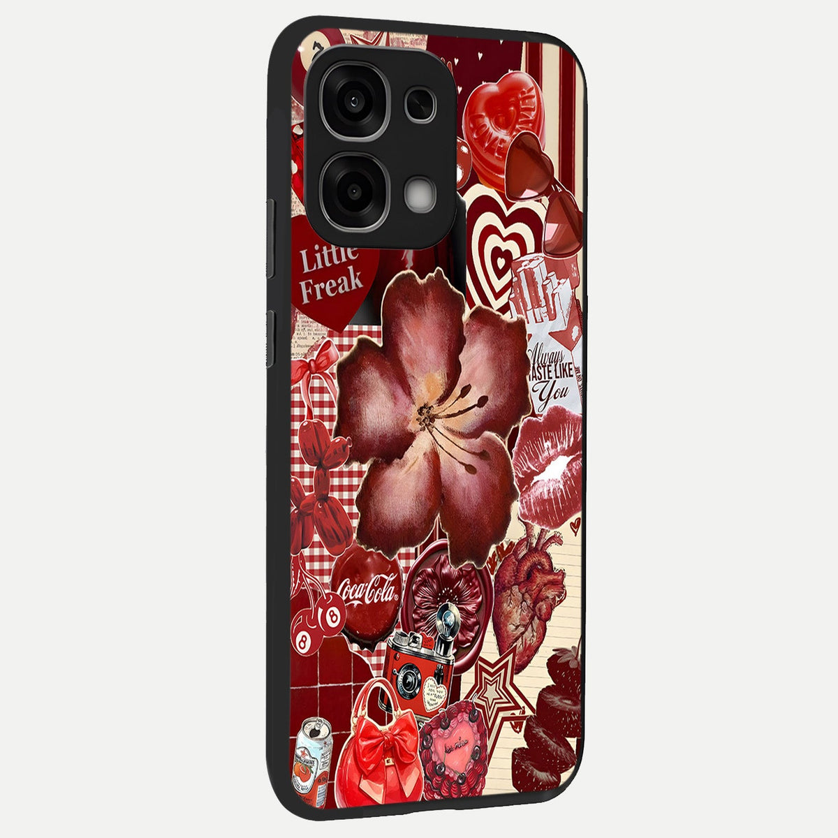 Aesthetic Little Freak back cover For Oppo F33 5G slim fit glass case with vibrant aesthetic design