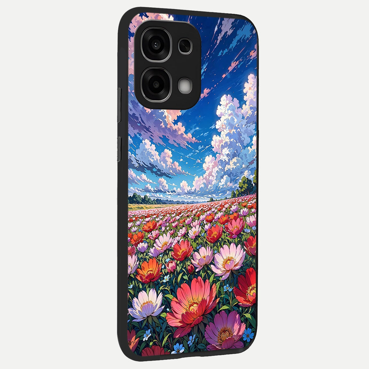 Blossom Sky Field back cover For Oppo F33 5G slim fit glass case with vibrant aesthetic design
